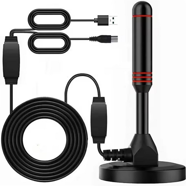 VODOOL HD Digital TV Antenne mit 37 dB Verstärkung für 4K 1080p, DVB-T2 und DAB, Schwarz - Bild 1
