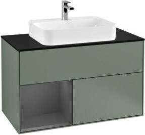 V&B Waschtischunterschrank Finion 100 mit Wandbeleuchtung, Anthrazit lackiert, B/T/H: 100 x 50,1 x 50,1 cm - Bild 1