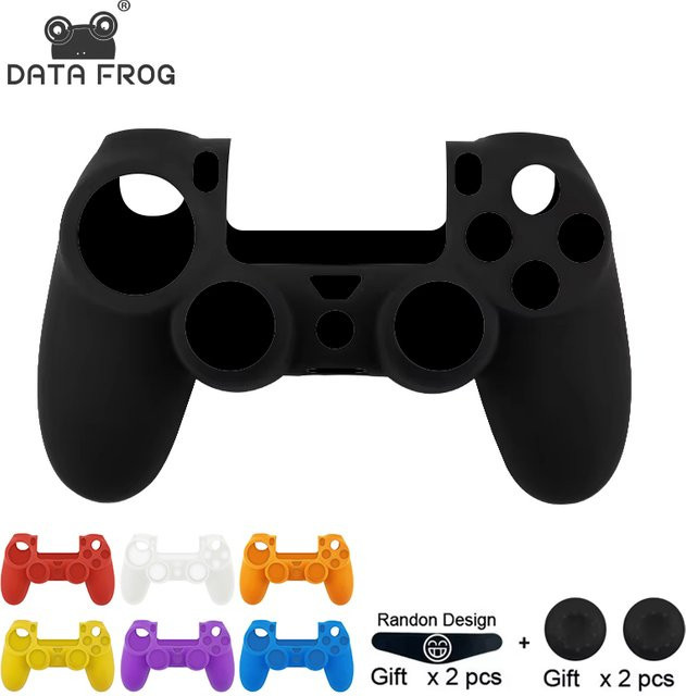 DATA FROG Silikon-Schutzhülle für PS4 Controller in Schwarz – rutschfestes Softcover für PS4, PS4 Pro und PS4 Slim - Bild 1