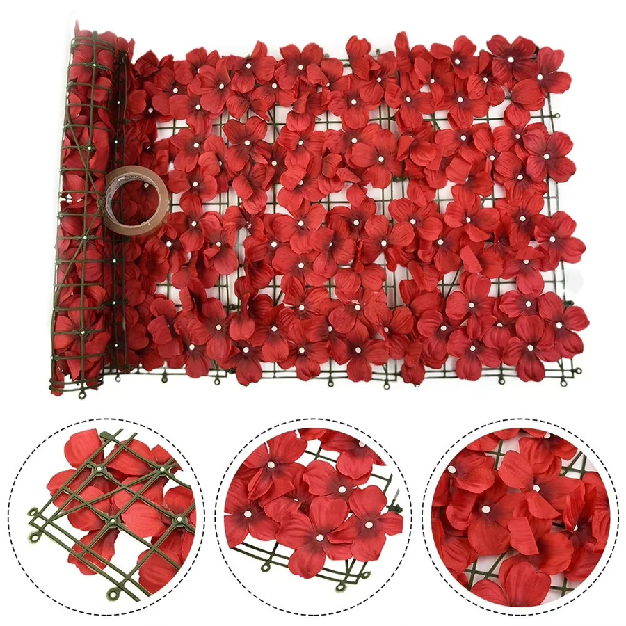 Künstliche Kirschblüten Hecke als Sichtschutz für Garten und Hochzeit, Farbe: Pink und Rot, B: 100 cm, H: 50 cm - Bild 2