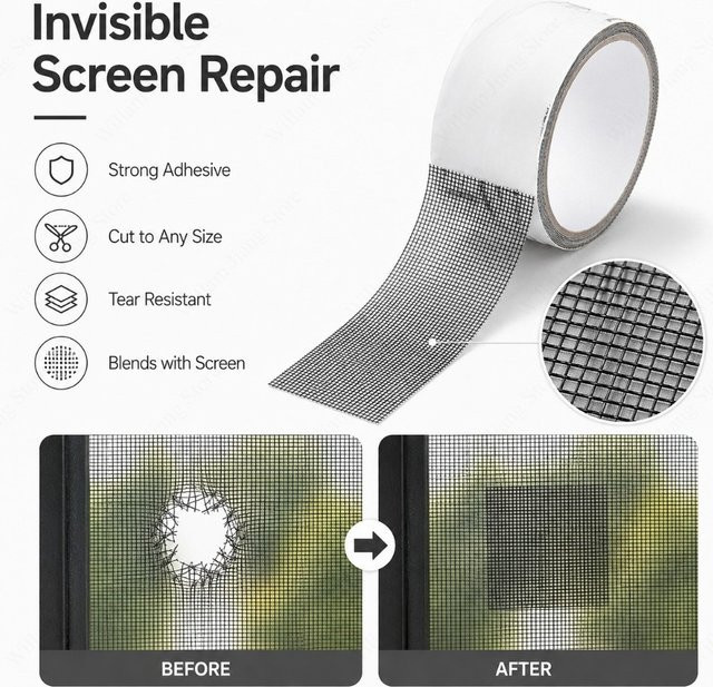 Selbstklebendes Reparaturset für Fenstergitter und Moskitonetze, wasserdichtes Netzpatch in Weiß, Breite: 5 cm, Länge: 2 m - Bild 1