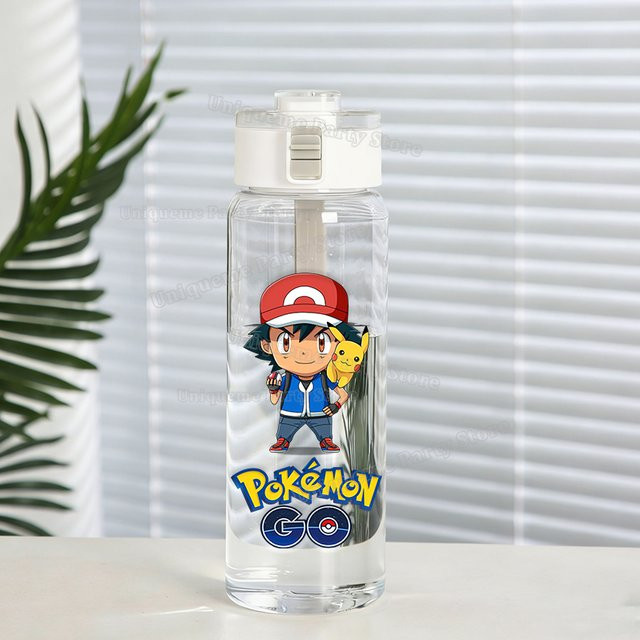 Keeppley Pokémon Trinkflasche für Kinder mit Gengar, Pikachu und Charmander, transparent, 600 ml - Bild 1