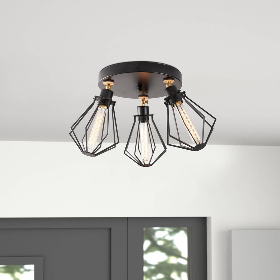 Opviq Deckenleuchte Oylat in Gold und Schwarz aus Metall mit 3 E27 Fassungen, B/H/T: 56 x 31 x 56 cm - Bild 2