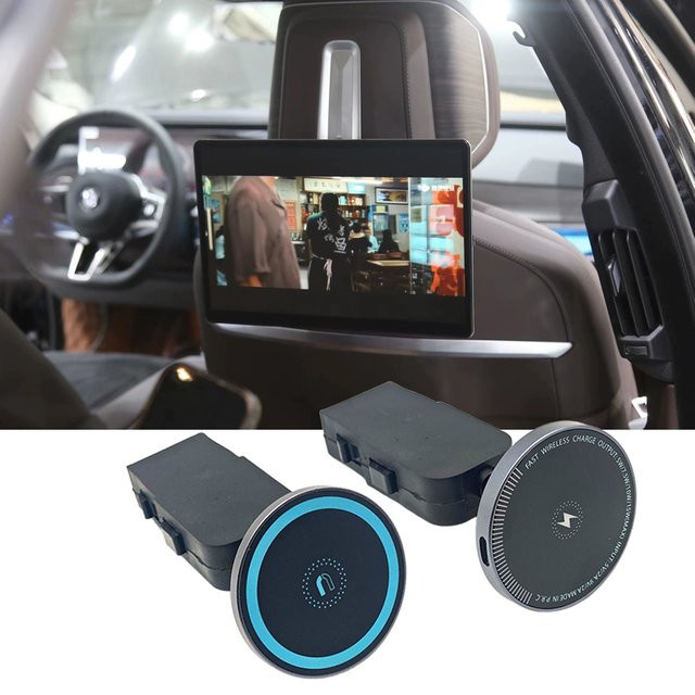 ATDTING Magnetische Handyhalterung mit kabellosem Ladegerät für BMW 5 7 Serie X5 X6 X3 I7 I5 IX, Schwarz, Rücksitz-Sitzpad-Halterung - Bild 1