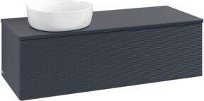 V&B Waschtischunterschrank Antao mit Frontstruktur und Beleuchtung, Farbe: Blau, B/T/H: 120 x 50 x 36 cm - Bild 1