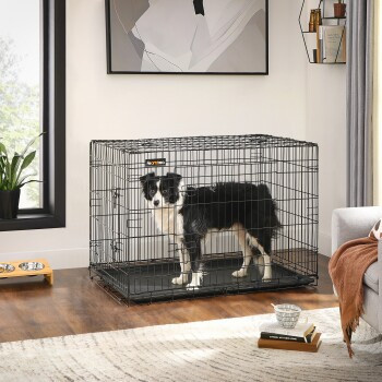 FEANDREA Hundekäfig klappbar in Schwarz mit 2 Türen, B/T/H: 107 x 70 x 77,5 cm - Bild 2