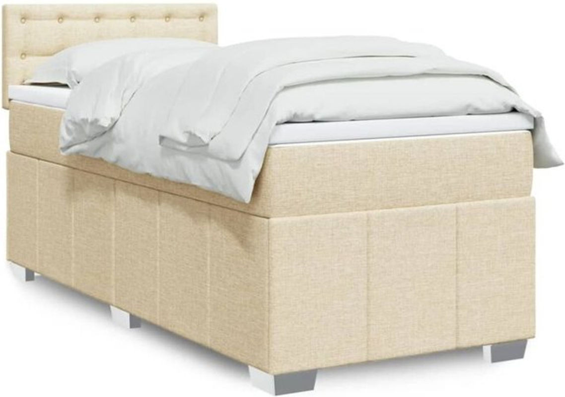 vidaxl Boxspringbett mit Matratze aus Stoff in Beige und Weiß, B/T/H: 80 x 200 x 100,5 cm - Bild 1