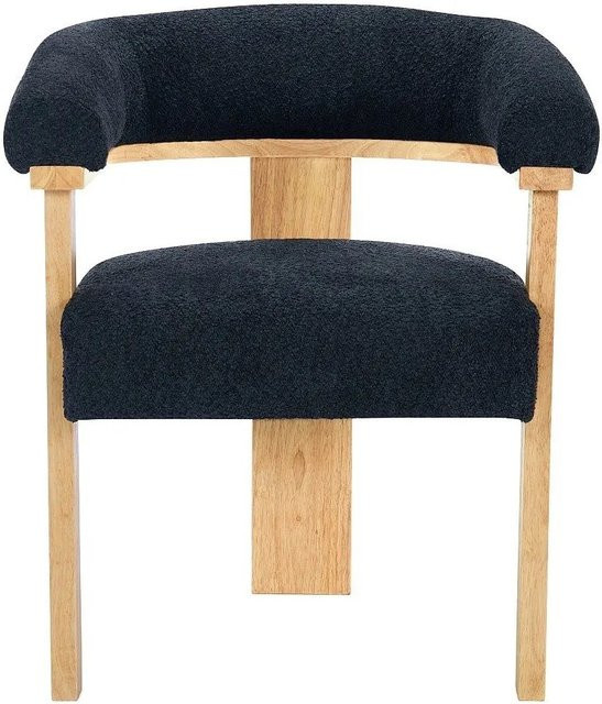 Vente-unique Stuhl Livelia in Anthrazitgrau mit Bouclé-Stoff und Kautschukholz, Höhe: 64 cm - Bild 1