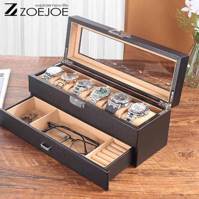 ZOEJOE Uhren-Schmuck-Ausstellungsständer, Aufbewahrungsbox, PU-Leder, 2-farbig - Bild 1