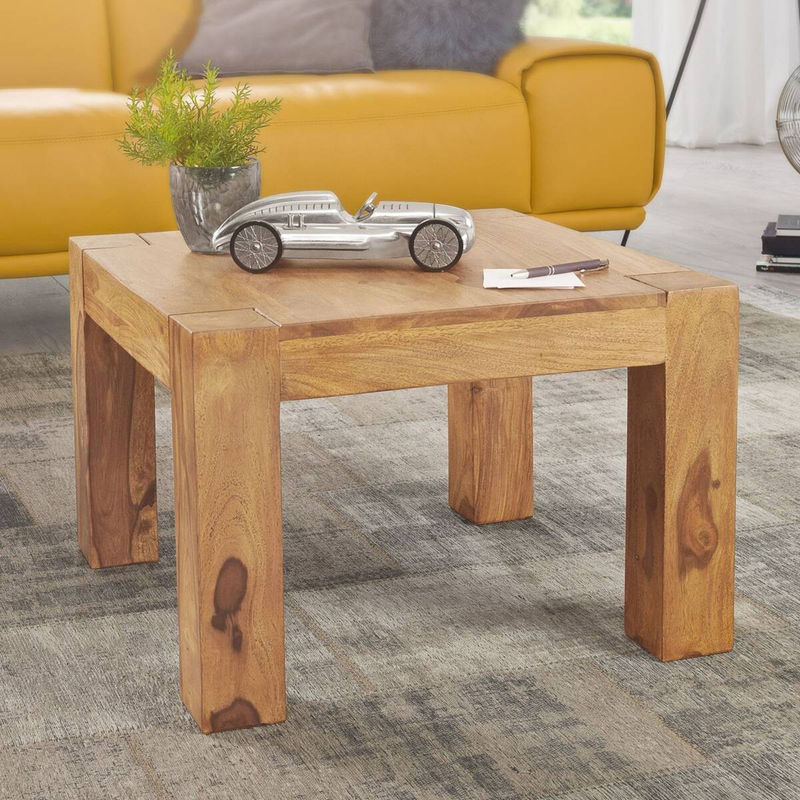 Wohnling Couchtisch aus Akazie Massivholz in Natur Braun B/T/H: 60 x 60 x 40 cm - Bild 2