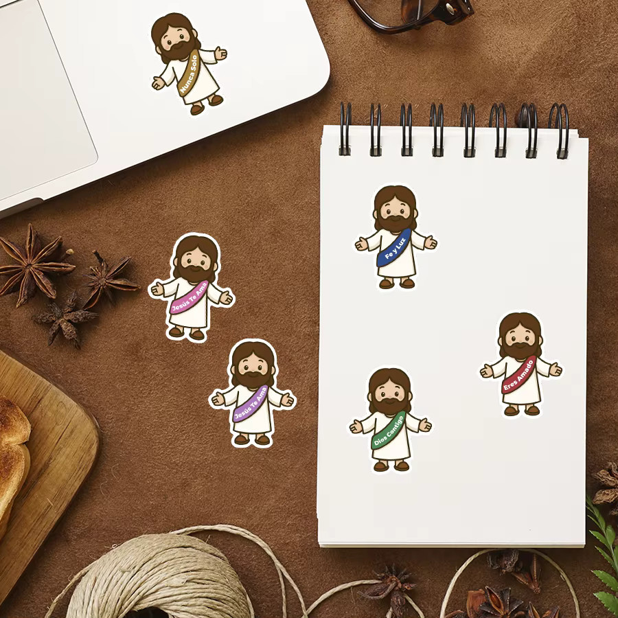 200 Stück Jesus-Glauben Aufkleber mit spanischen Sprüchen und Charakterillustrationen, Mehrfarbig - Bild 3