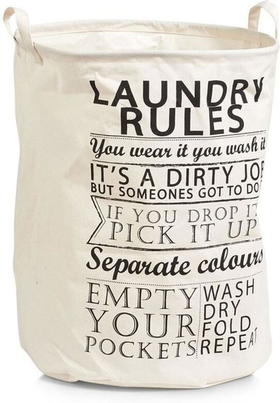 Zeller Present Wäschesammler Laundry Rules in Beige und Weiss, B: 38 cm, H: 48 cm - Bild 3