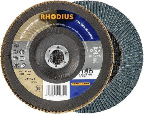 Rhodius 211424 LSZ FB Fächerschleifscheibe Körnung 60 für Edelstahl und Stahl, 10 Stück, Mehrfarbig - Bild 1