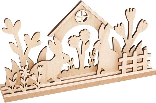 VBS Holz-Steckmotiv Hasenhaus in Beige aus MDF-Holz und Sperrholz für das Osterfest - Bild 1