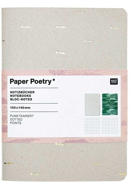 Rico Design Paper Poetry Notizbücher A6 punktkariert grün-grau 2 Stück - Bild 1