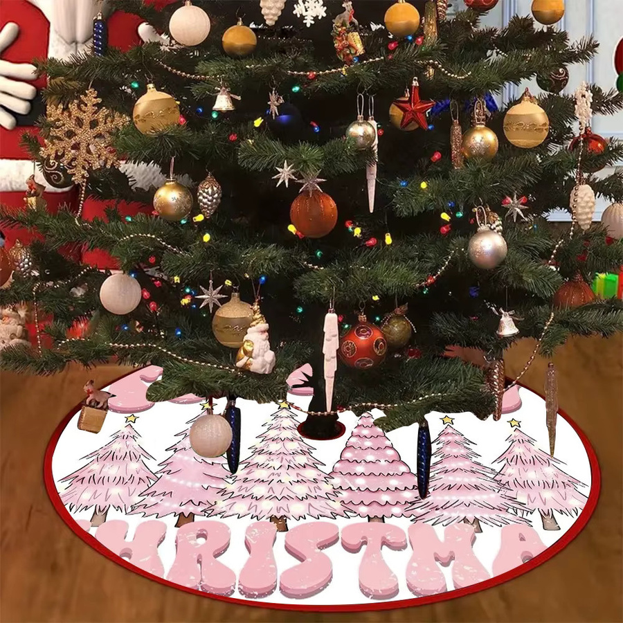 VIKAMA Weihnachtsbaum Rock Pink mit Art Doodle Alphabet Design als Weihnachtsdekoration - Bild 2