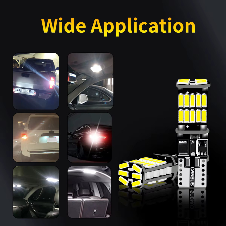 Set aus 4 oder 10 Stück superhelle T10 W5W LED Lampen mit Canbus für 12V/24V, erhältlich in Gelb, Grün oder Weiß für Auto Innenraum, Dome, Kennzeichen und Innenbeleuchtung - Bild 3