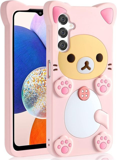 Silikon Handyhülle Rilakkuma Katze und Bär für Samsung Galaxy A15 A14 A53 A54 S20 FE S21 S22 S23 S24 Plus in Pink - Bild 1