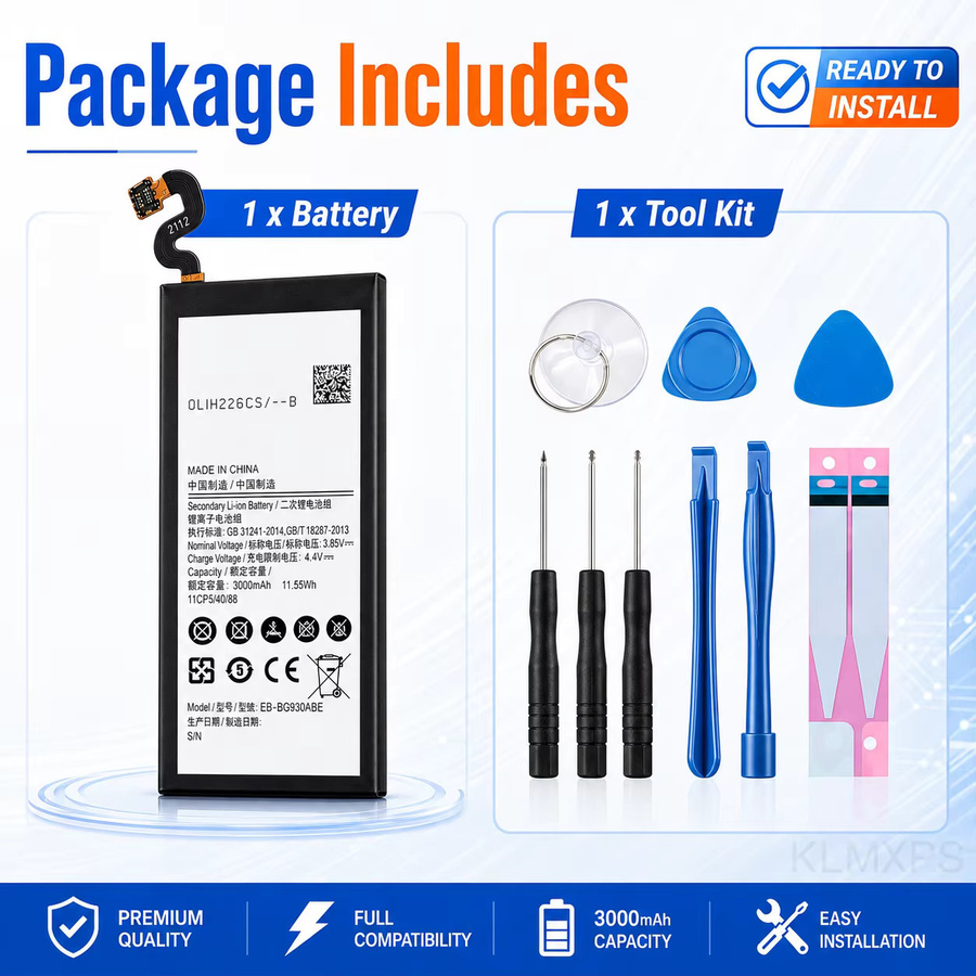 Samsung EB-BG930ABE Handy-Akku mit 3000mAh in Schwarz inklusive Reparaturwerkzeug für alle Samsung Galaxy S7 Versionen - Bild 4