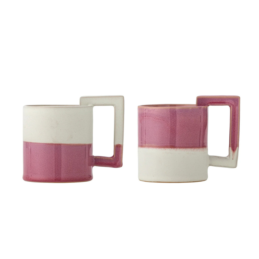 Bloomingville Ranya Tassen-Set aus Steingut in Rosa und Beige, 2er-Set - Bild 1