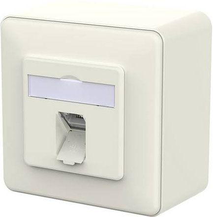Metz Connect E-DAT C6A IDC Ethernet LAN Dose, 1 Port, Aufputz, reinweiß - Bild 1