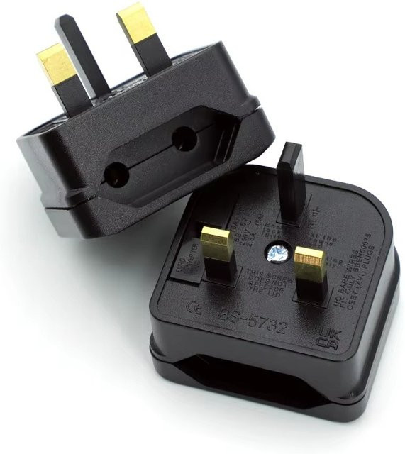 VORTNGLE Euro EU zu UK Steckeradapter mit 3A/5A/13A Sicherung in Schwarz - Bild 1