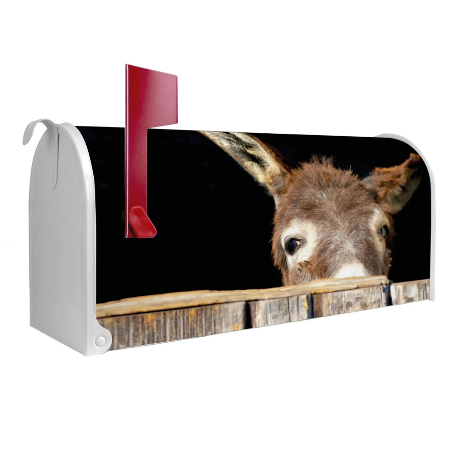 Banjado Amerikanischer Briefkasten mit Esel Motiv in Weiß, Stahl pulverbeschichtet, B/T/H: 48 x 22 x 16 cm - Bild 2