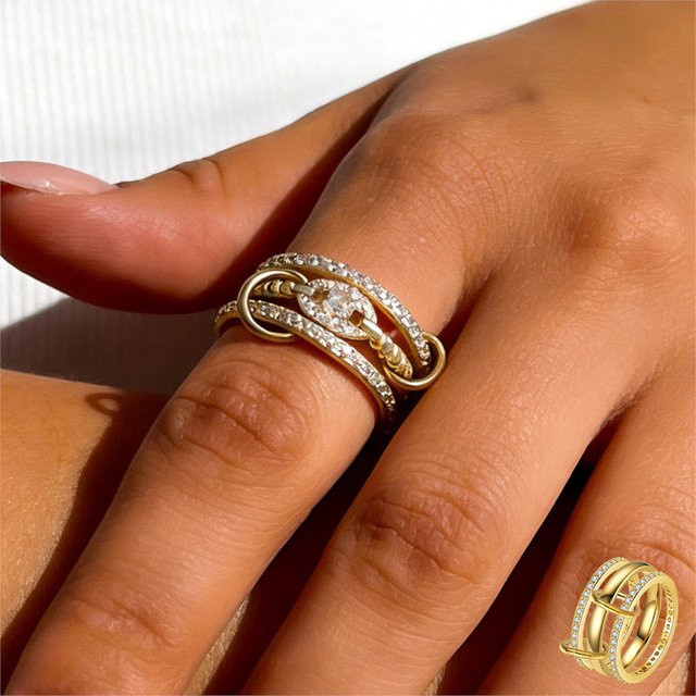Spinelli Kilcollin Ring-Set Edelstahl, Gold, Zirkonia, Damen - Bild 1