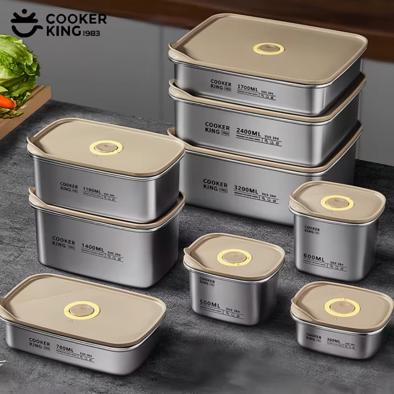 COOKER KING Edelstahl Lebensmittel-Aufbewahrungsbox, silber, auslaufsicher und tragbar - Bild 2