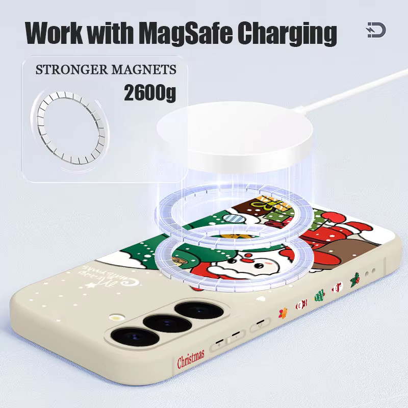 Samsung TPU Handyhülle mit Weihnachtsbaum-Muster und Lanyard für Galaxy S23 in Beige und Weiß - Bild 2