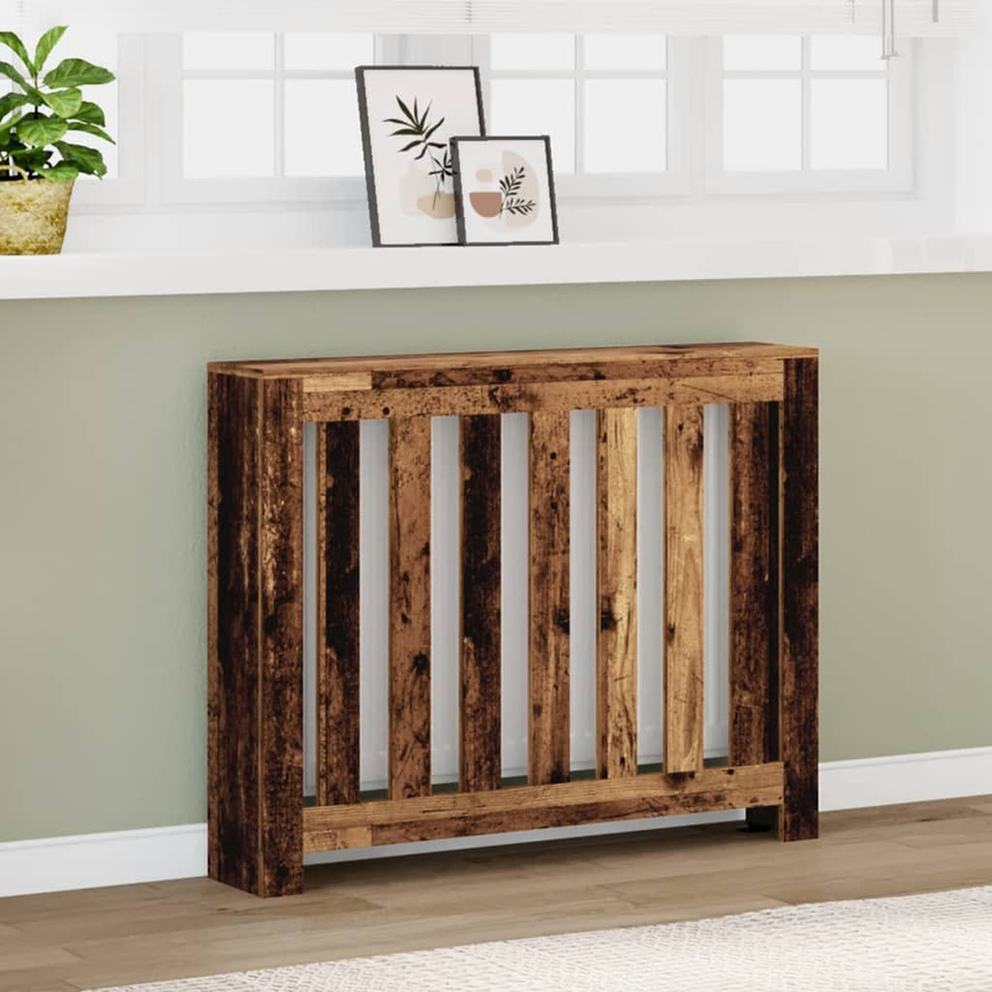 vidaXL Heizkörperverkleidung in Altholz-Optik mit Latten-Design, braun, B/T/H: 104 x 20 x 82 cm - Bild 4