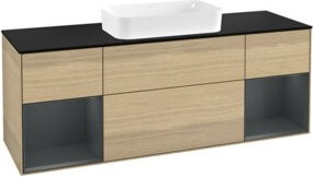 V&B Waschtischunterschrank Finion Wandmontage mit LED-Beleuchtung und Regalfach, Braun, Breite: 160 cm - Bild 1