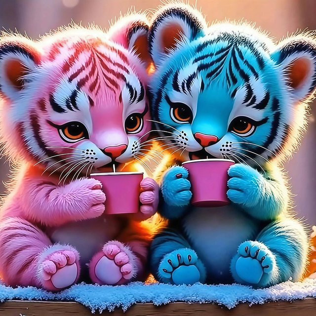 EverShine DIY Diamant-Stickerei Tiger Mosaik Set, Cartoon Tier Voll-Diamant-Malerei in Multicolour, Breite: 20 cm, Höhe: 20 cm - Bild 1