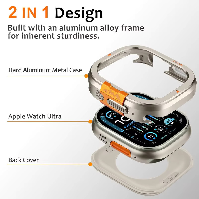 Apple Schutzgehäuse Titan, Silber, für Apple Watch 44mm 45mm 46mm 49mm - Bild 2