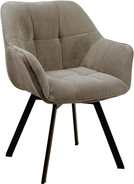 DELUKE Esszimmerstuhl MATOR in Braun mit Cord-Bezug, B/T/H: 60 x 59 x 81 cm - Bild 1