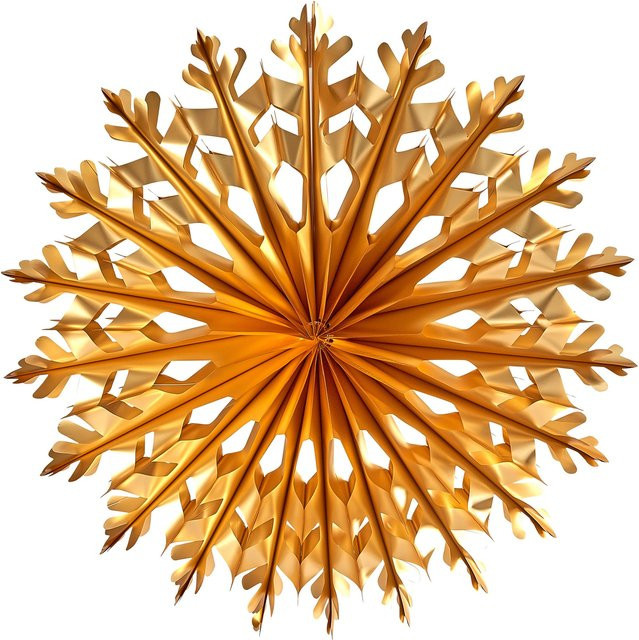 XXL-3D-Dekofigur Schneeflocke Gold von Viva Domo als abstrakter geometrischer Weihnachtsanhänger für Wand und Winterdekoration - Bild 1
