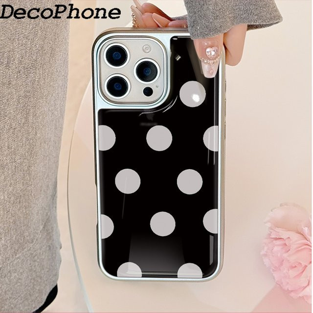 DecoPhone Epoxy-Handyhülle mit Fallschutz für iPhone 11 bis 17 Pro Max in Schwarz-Weiß gepunktet - Bild 1