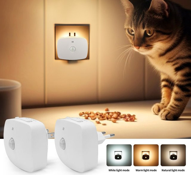 GGBEE LED Nachtlicht mit Bewegungssensor, Infrarot Wandlampe in Weiß für Schlafzimmer, Badezimmer, Flur und Küche - Bild 1