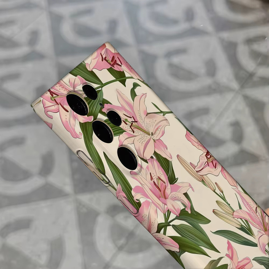 Stoßfeste Doppelschicht Handyhülle mit rosa Lilien Design für Samsung Galaxy S25 Ultra, S24 und S23 Ultra Plus in Pink/Multicolor - Bild 5