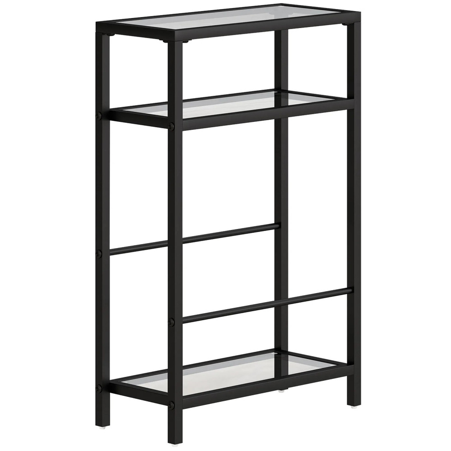 HOMCOM Beistelltisch aus Stahl und Hartglas in Schwarz, B/T/H: 40 x 18 x 62 cm - Bild 2