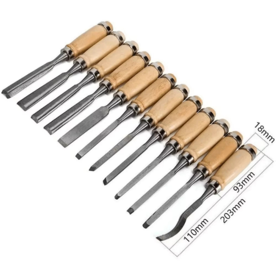 GDART 12-teiliges professionelles Flachmeißel-Set mit Holzgriff für die Holzbearbeitung und Schnitzerei - Bild 2