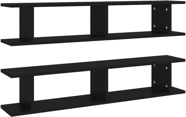 vidaXL Wandregale 2er Set Schwarz aus Holzwerkstoff B: 105 cm, H: 18 cm, T: 20 cm - Bild 1