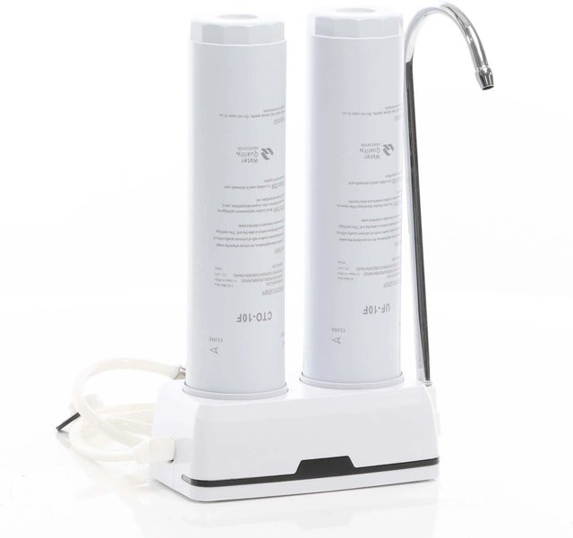 Naturewater Nw-2-Ctouf Counter Top Wasserfilter mit 2 Stufen, Aktivkohle und Ultrafilter, Silber/Weiß, B/T/H: 29,5 x 19,0 x 8,5 cm - Bild 1