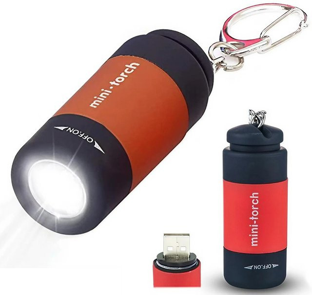STONEGO Mini-Schlüsselanhänger-Lampe mit LED-Licht, USB wiederaufladbar und wasserdicht, Schwarz - Bild 1