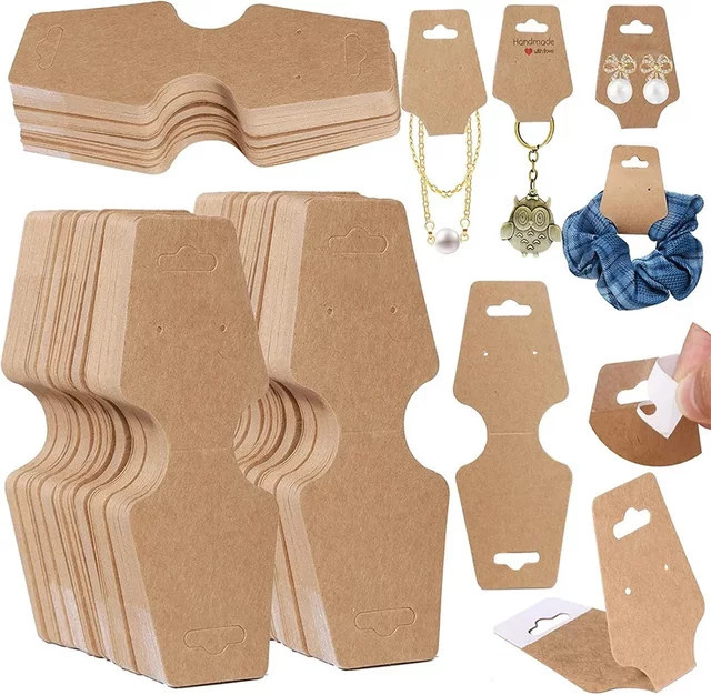 Blanko Schmuckkarten aus Papier für Ohrringe und Halsketten in Schwarz und Braun - Bild 1