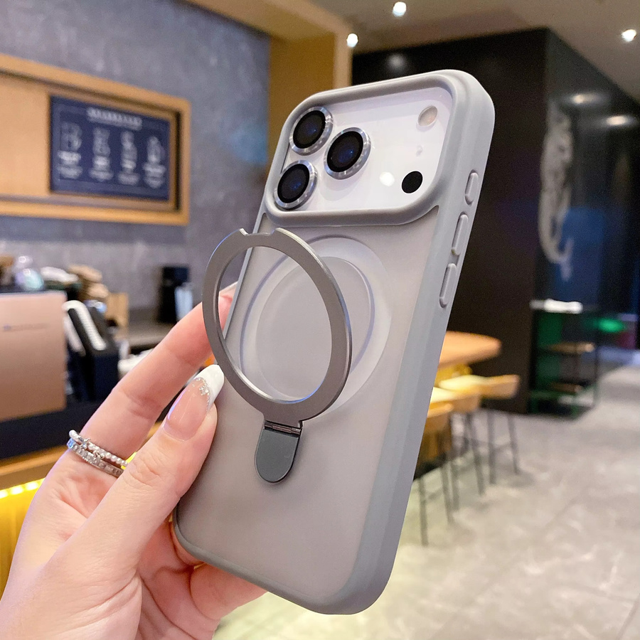 Oeny Magnetische Stoßfeste Hülle für iPhone 17 16 15 14 13 12 11 Pro Max Plus mit MagSafe Standfunktion und Glaslinsen-Schutzabdeckung in Orange - Bild 1