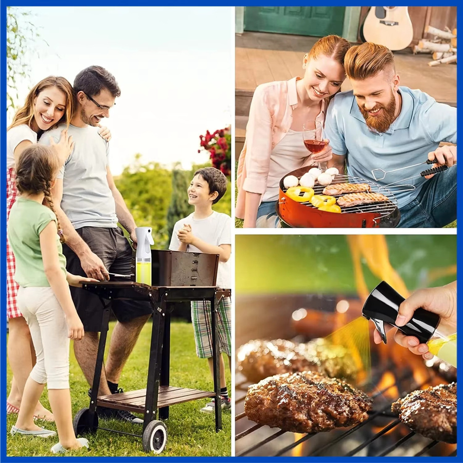 XMSJ Öl-Sprühflasche aus Glas in Schwarz mit 200 ml Füllmenge für Küche, BBQ und Camping - Bild 4