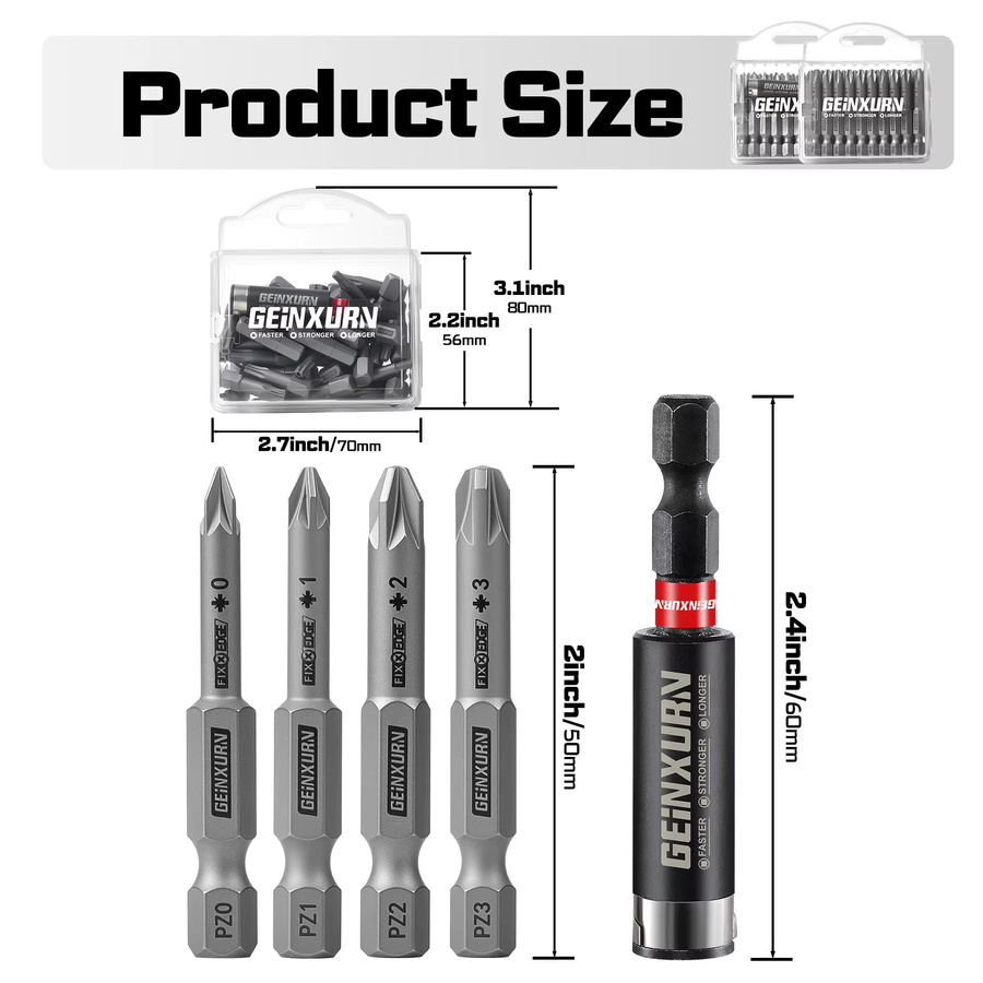 Geinxurn 71-teiliges Festplatten-Schraubendreher-Bit-Set aus S2-Stahl mit magnetischen Pozidriv-Bits und Bithalter für Reparaturarbeiten - Bild 2