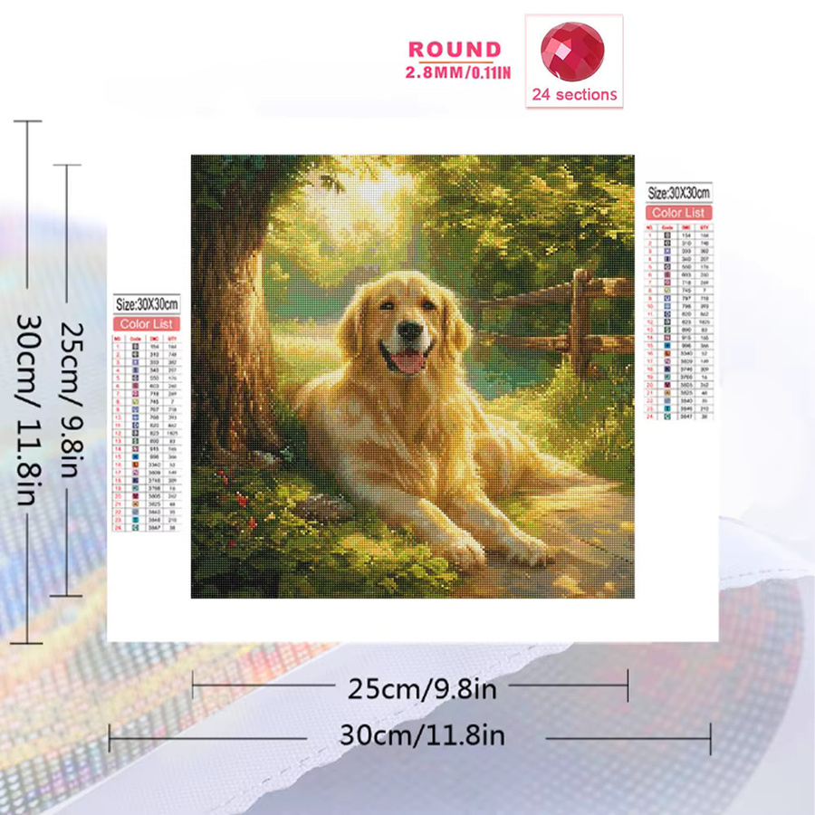 Momoart 5D DIY Diamant-Mosaik Hund Tier Diamantmalerei für Erwachsene und Anfänger, Mehrfarbig - Bild 2