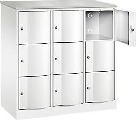 C+P Schließfachschrank Resisto mit 3 Abteilen und 9 Fächern, Farbe: Weiß/Grau, B/T/H: 114,8 x 54,0 x 125,5 cm - Bild 1